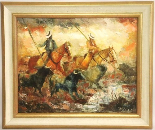 ölgemälde stiere pferde - Ölgemälde,