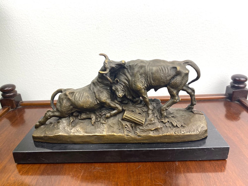 Bronze skulptur kämpfende - bronze,