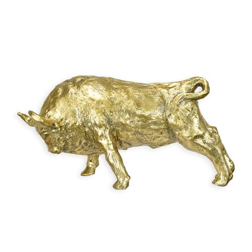 Goldfarbene bronzefigur stier - goldfarbene,
