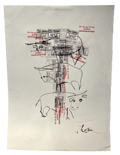 Stiere zeichnung papier - papier, orig