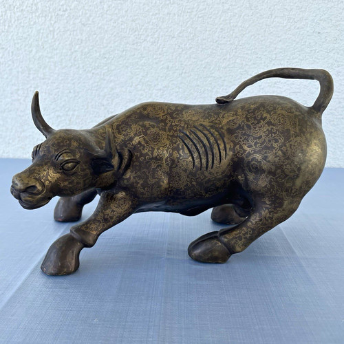 Stier skulptur metall bronze - skulptur,