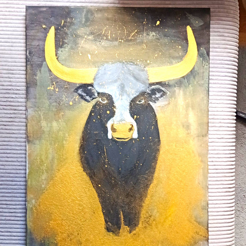 Gemälde stier rind mit - stier/rind,